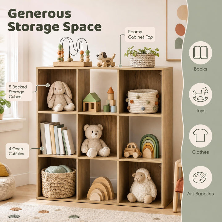 GIANTEX 9-Cube Storage Organizer Wooden Bookcase Display Shelf