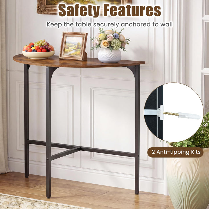 GIANTEX 32" Half Moon Industrial Narrow Console Table