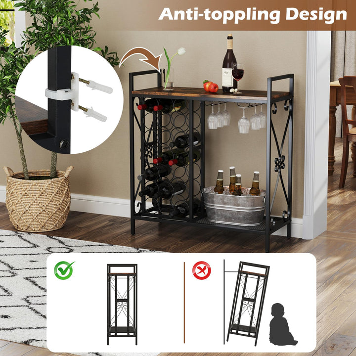 Giantex Wine Bar Table with 6 Glass Wine Glass Holder