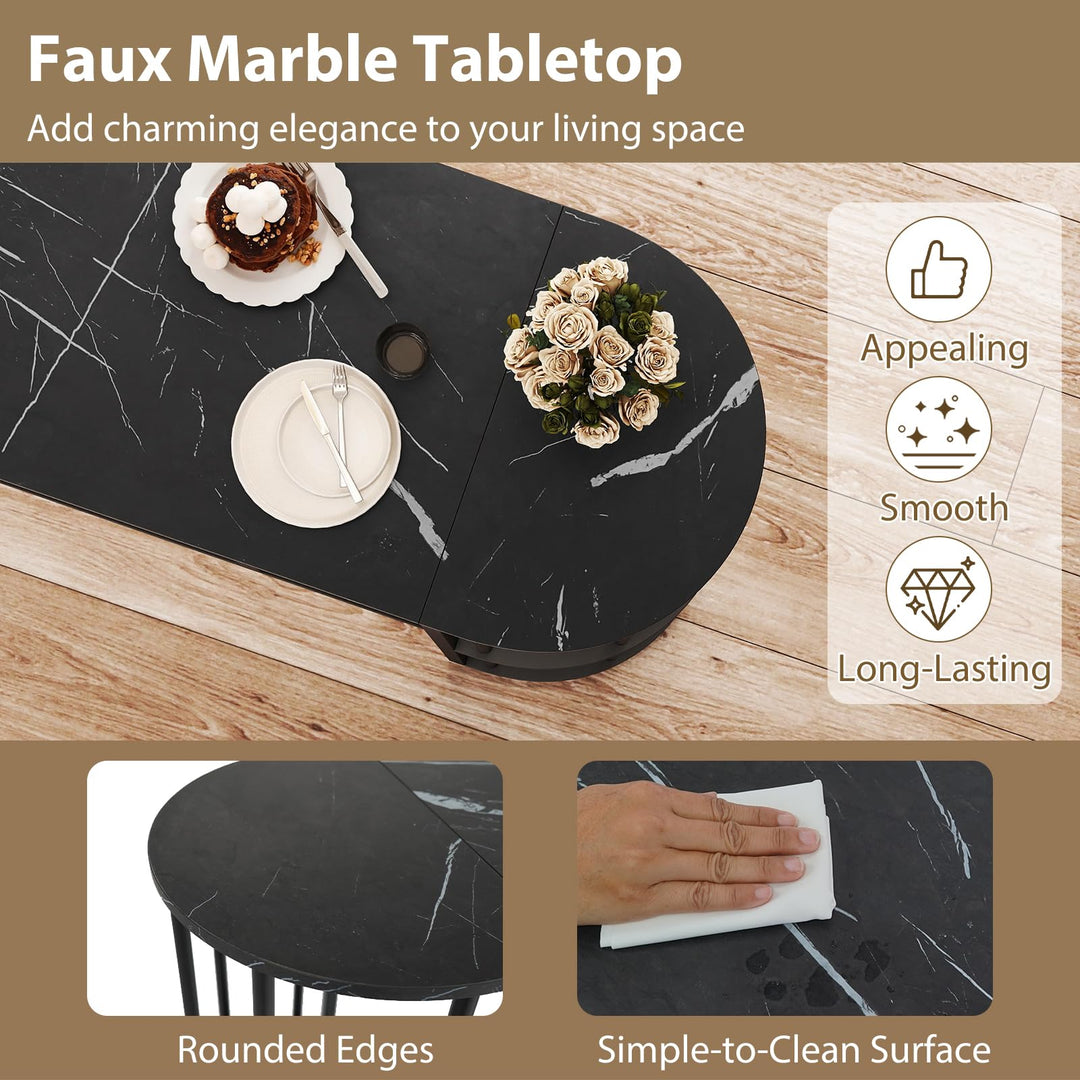 Giantex 60 Inches Bar Table for 2-4 with Faux Marble Tabletop and Storage Shelves