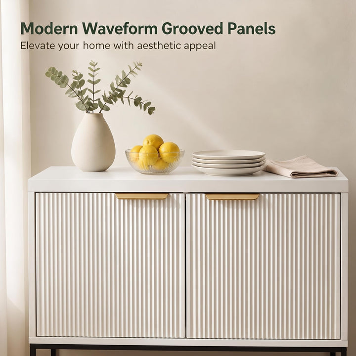 GIANTEX Fluted Storage Cabinet with 2 Doors and Adjustable Shelf