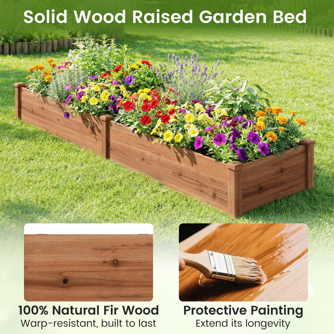 GIANTEX 95" Wooden Raised Garden Bed Rectangular Planter Box