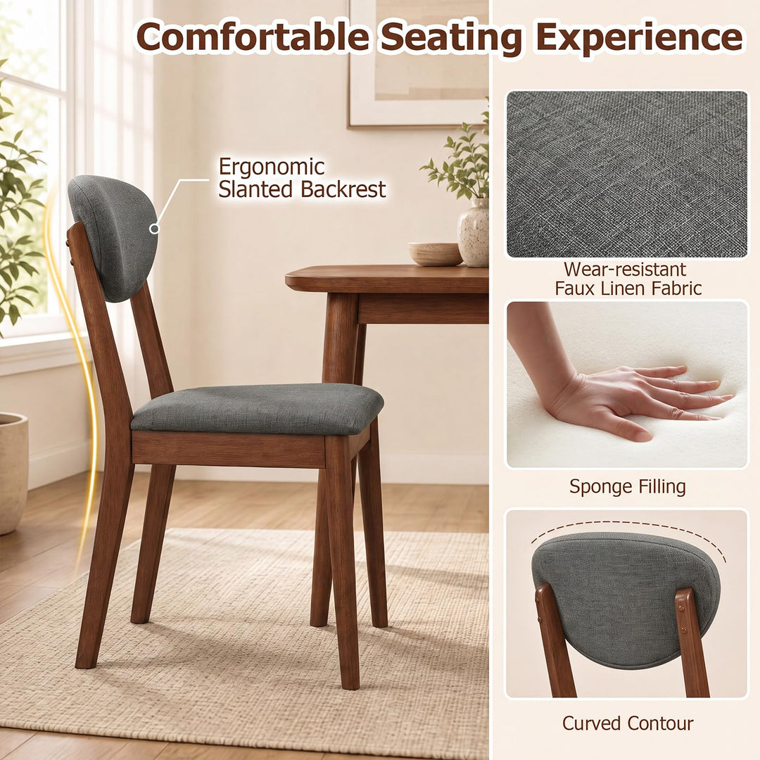 Giantex Mid-Century Modern Kitchen Table and Upholstered Chairs Set for 4