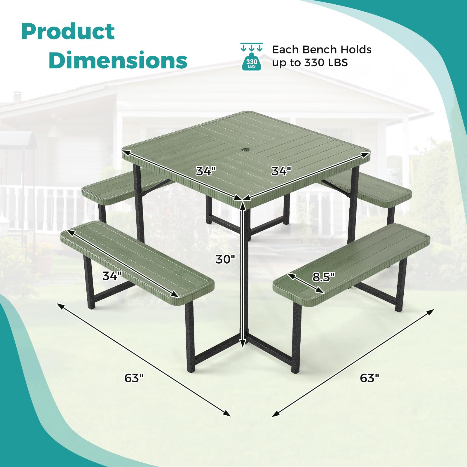 Giantex Picnic Table Bench Set for 4 to 8 People