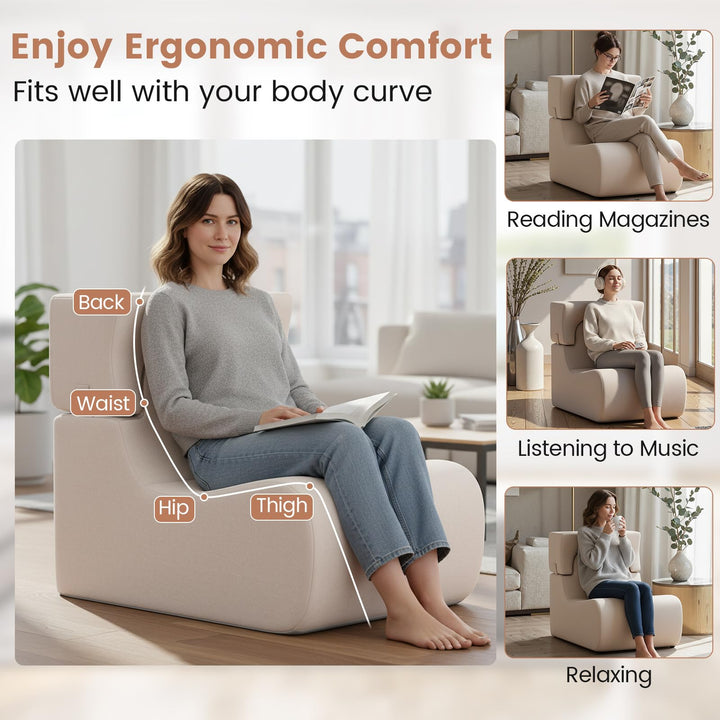 Giantex Floor Chair for Adults, Lazy Sofa with Detachable Headrest