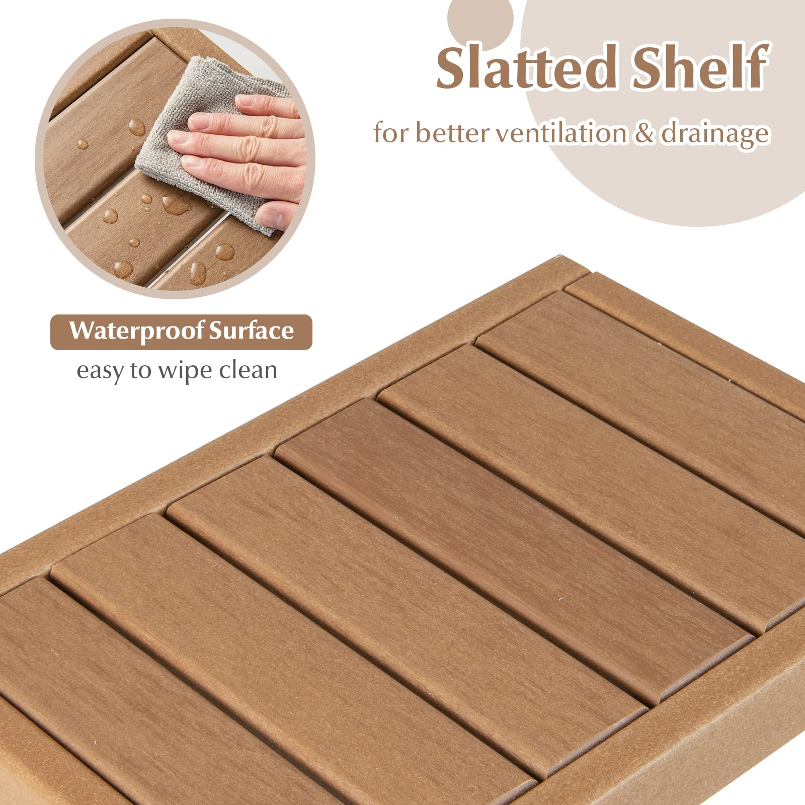 Giantex Shower Bench Waterproof HDPE - Shower Stool, Plastic Spa Bath Step Foot Rest for Bathroom