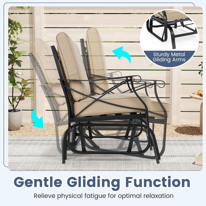 Giantex Patio Rocking Chai with Thick Removable Seat and Back Cushions