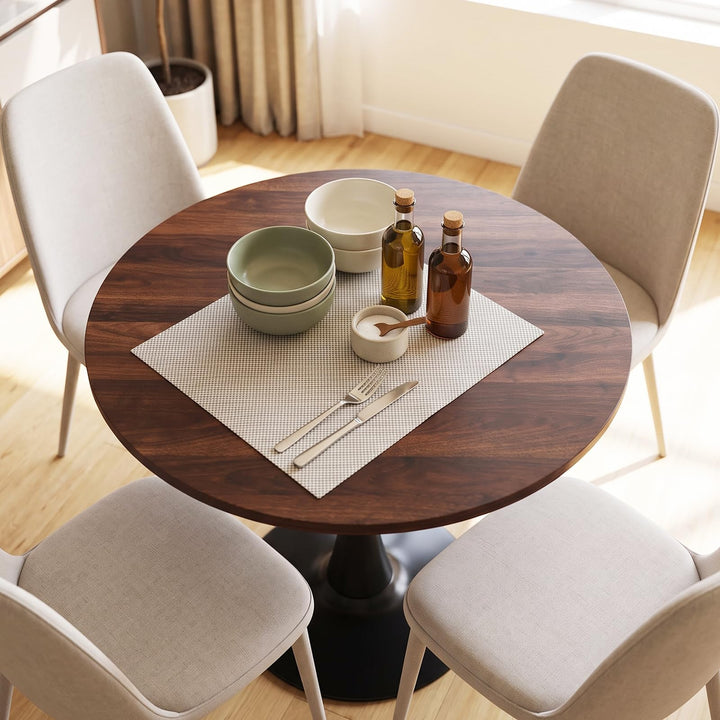 31.5-Inch Tulip Table for 2-4 with Thickened Table and Metal Pedestal for Small Spaces