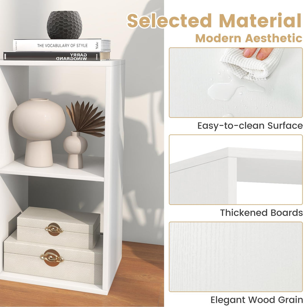 Giantex 4-Cube Bookcase, White Cubby Bookshelf w/Back Guardrail & Anti-Tipping Kits