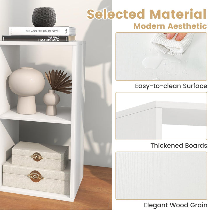 Giantex 4-Cube Bookcase, White Cubby Bookshelf w/Back Guardrail & Anti-Tipping Kits