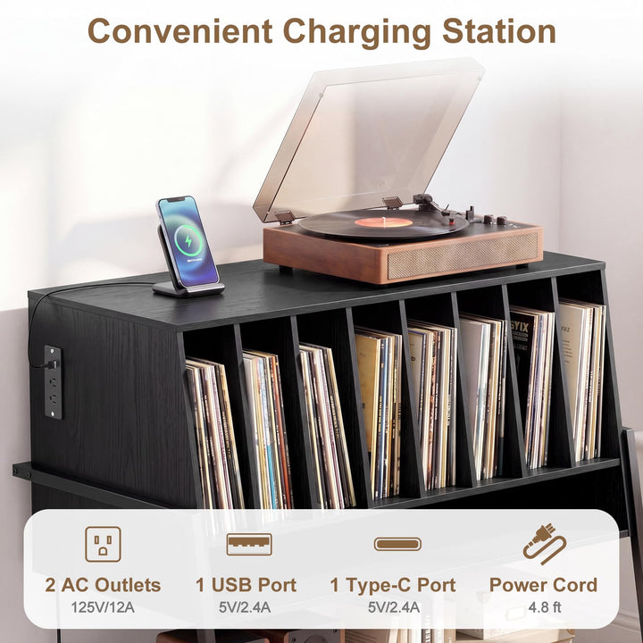 Giantex large Record Player Stand with Charging Station