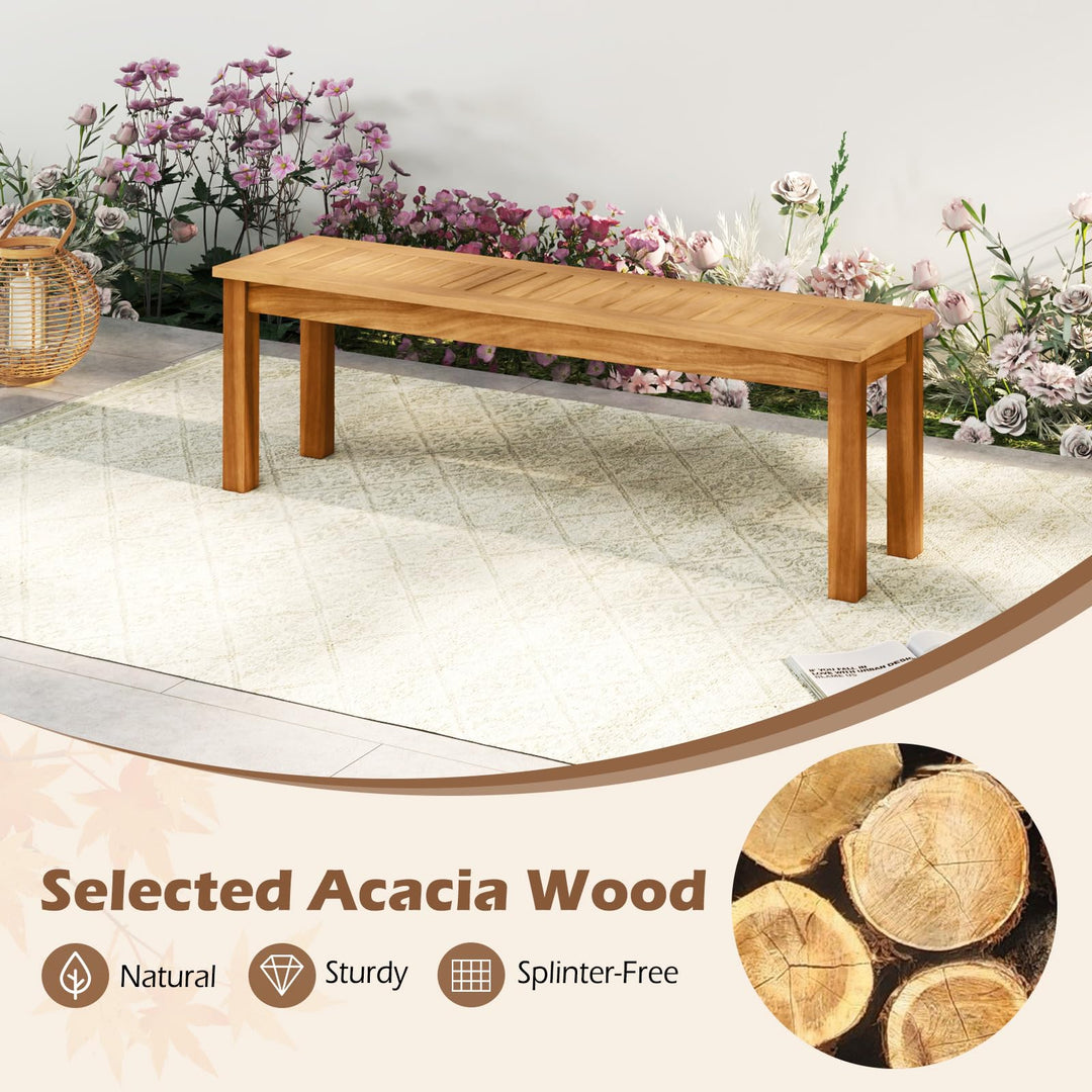Giantex 52" Acacia Wood Outdoor Bench with Slatted Seat and Solid Wood Legs 794Lbs Capacity