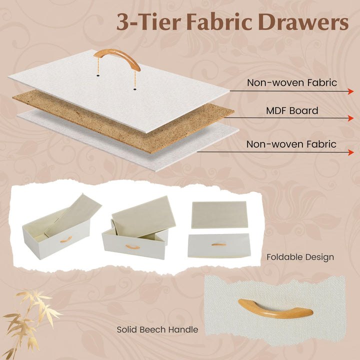 Giantex 5-Drawer Dresser for Bedroom Bamboo Storage Tower