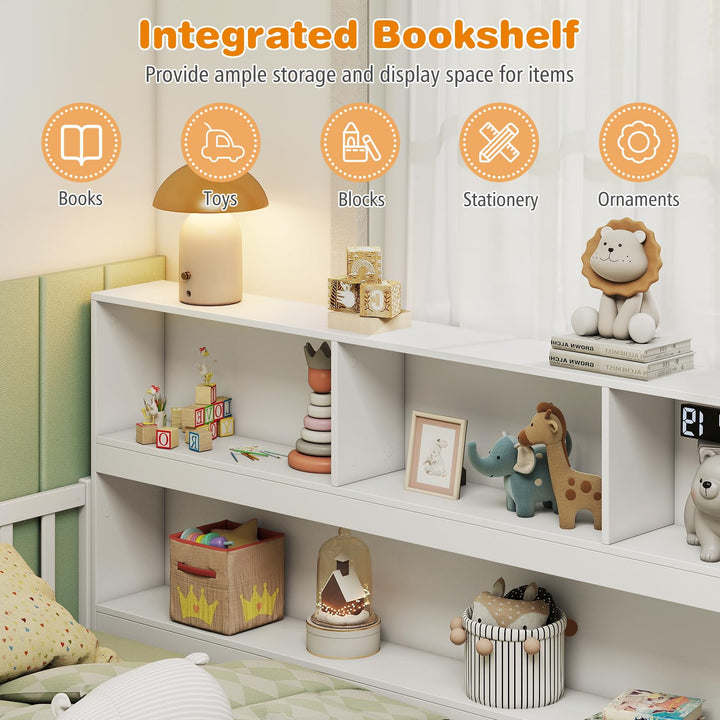 Giantex Wooden Montessori Bed Frame with Bookcase