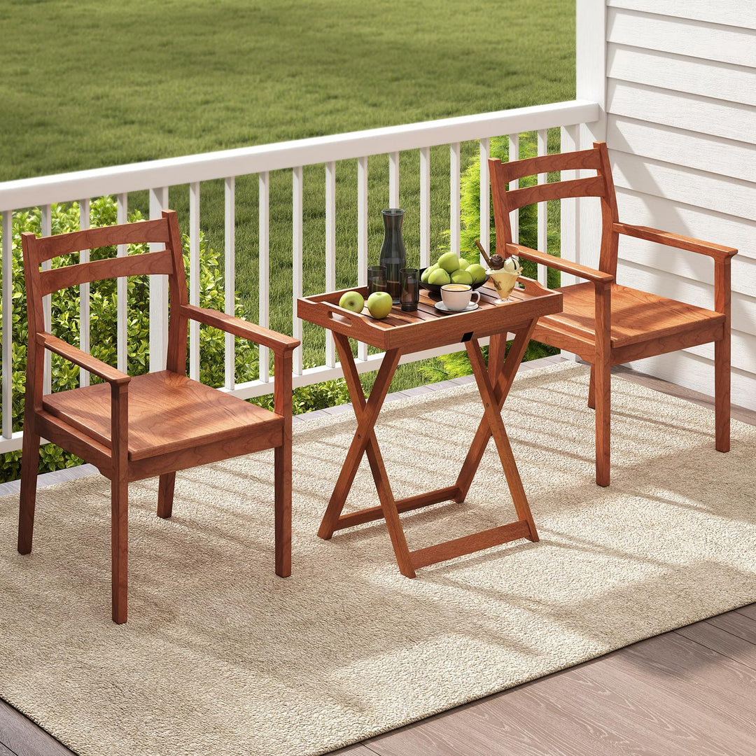 Giantex Outdoor Side Table Wooden Folding Table with Removable Tray Top