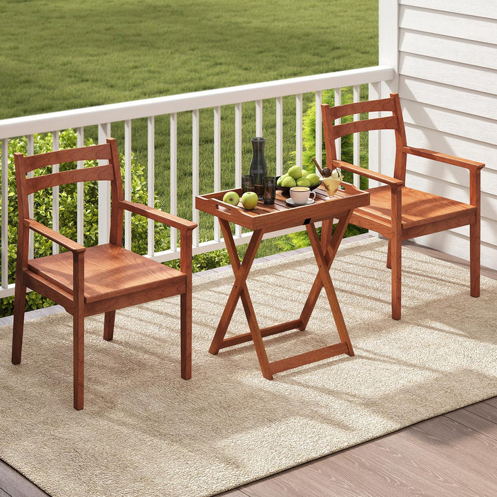 Giantex Outdoor Side Table Wooden Folding Table with Removable Tray Top