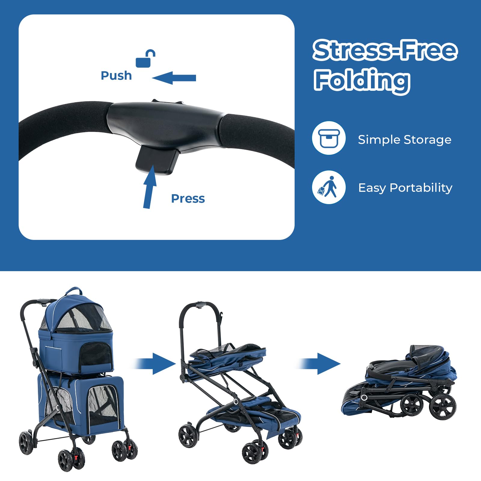 Giantex Double Dog Stroller - Pet Stroller for 2 Dogs