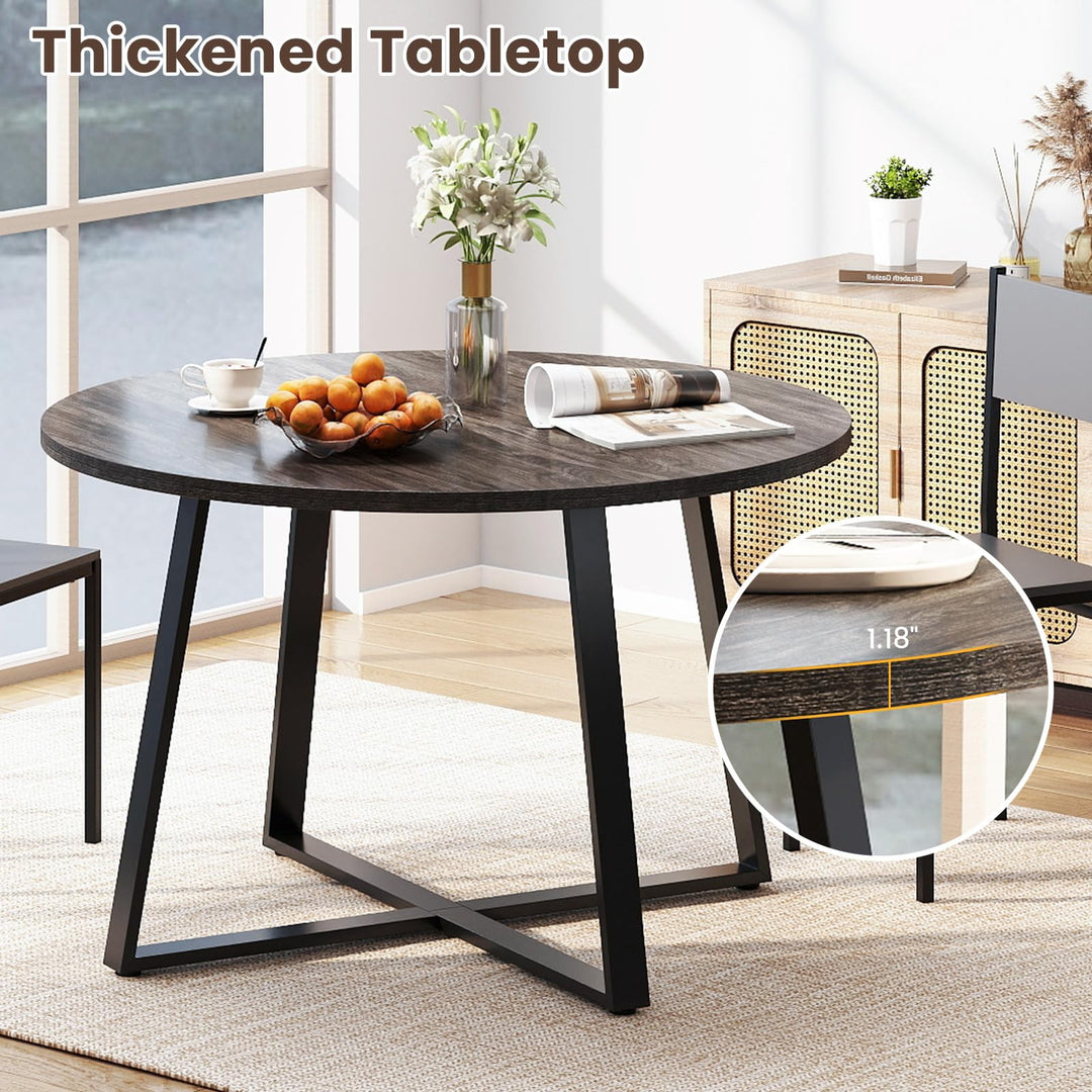 Giantex 47-inches Round Dining Table with Metal Pedestal Base