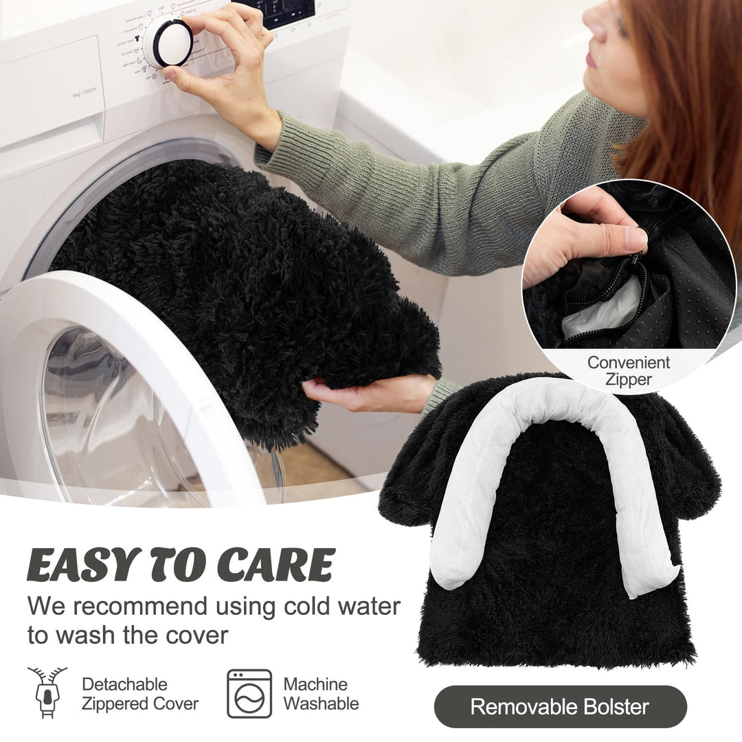 Giantex Calming Dog Bed - Fluffy Plush Pet Bed for Couch, Removable Washable Cover