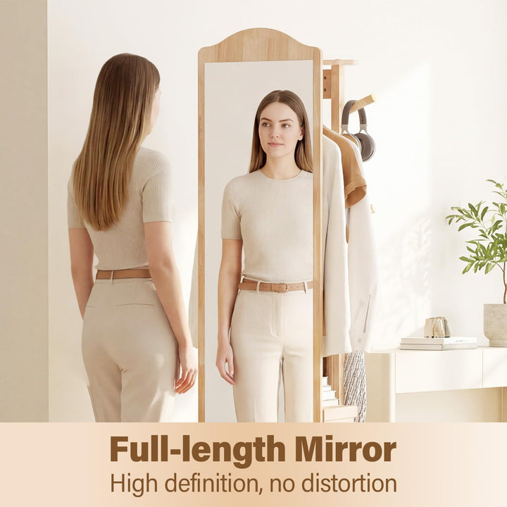 CHARMAID 66" x 19" Swivel Full Length Mirror with Coat Rack