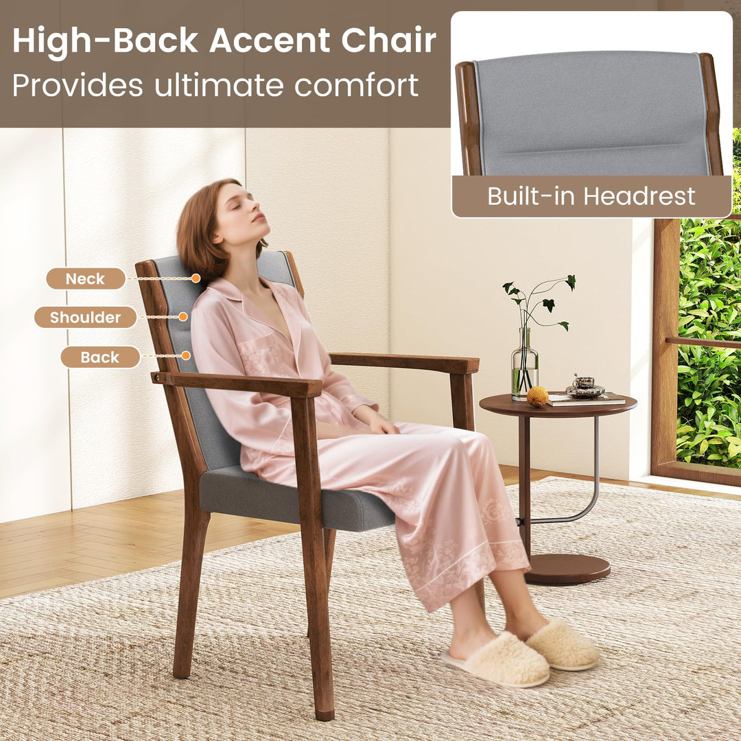 Giantex Mid Century Modern Dining Chairs Set of 2/4 Upholstered Accent Chair with High Back