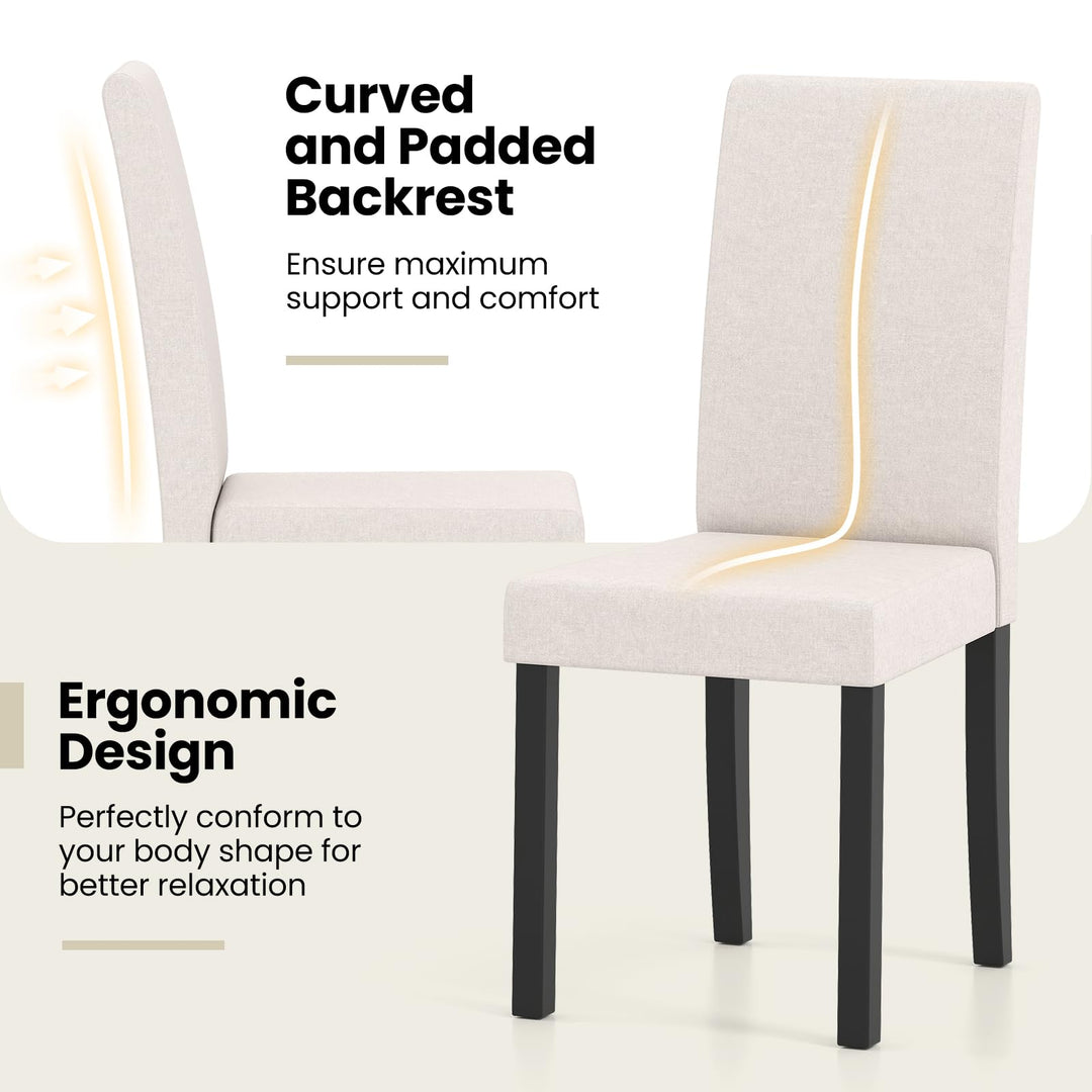 Giantex Upholstered Dining Chair Set of 2/4 Mid Century Modern Fabric Kitchen Chairs with Thick Padded Seat