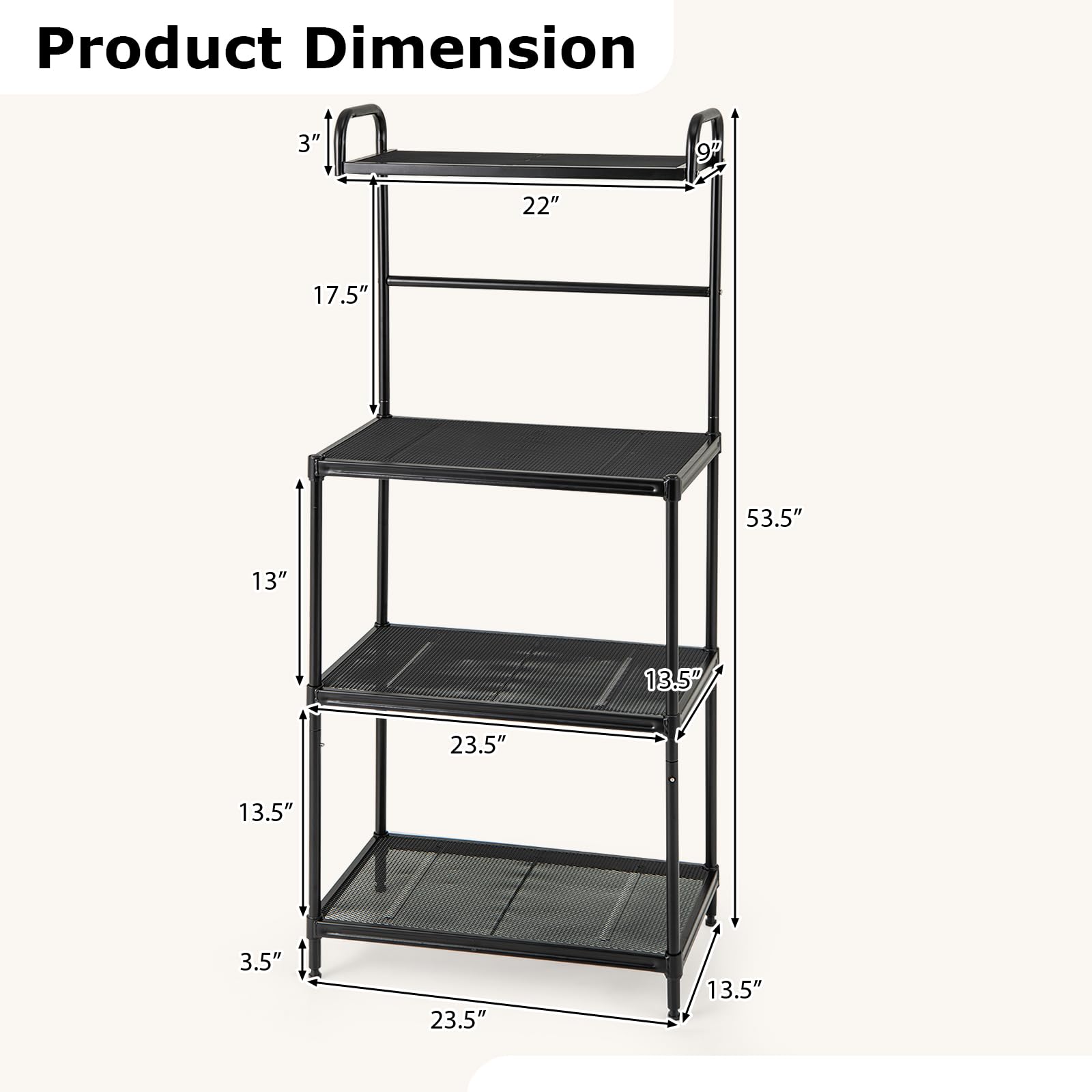Giantex Bakers Rack, 4-Tier Microwave Oven Stand, Kitchen Storage Rack with Mesh Wire Metal Shelves