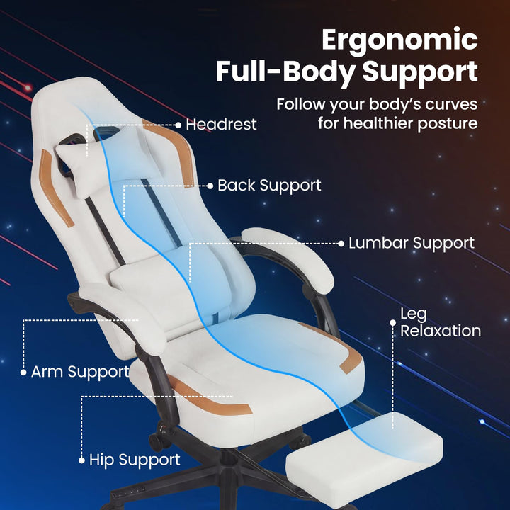 Giantex Gaming Chair | Ergonomic Video Game Chair w/Footrest, Lumbar Support