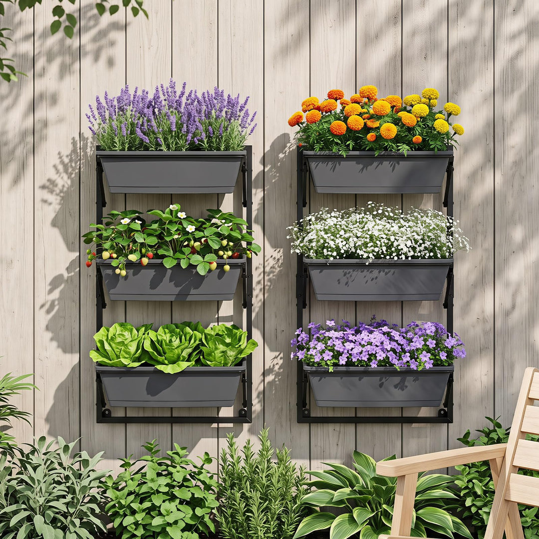 GIANTEX 3-Tier Deck Railing Planter for Balcony