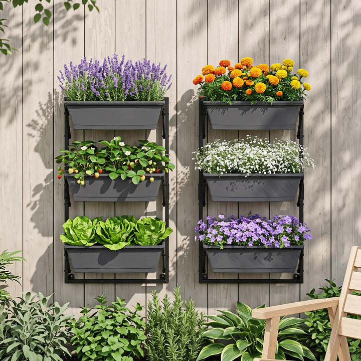 GIANTEX 3-Tier Deck Railing Planter for Balcony