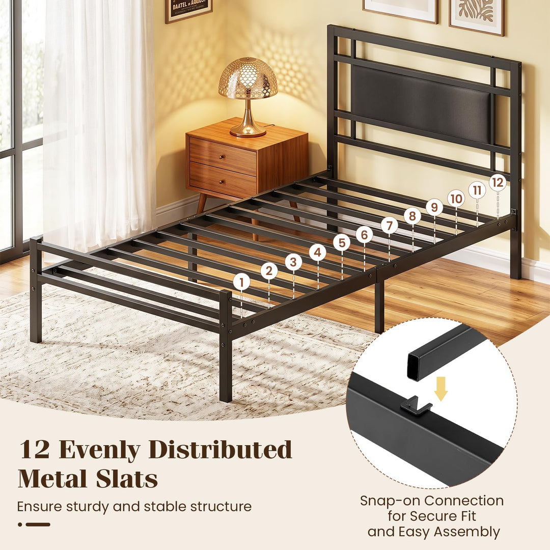 GIANTEX Twin Size Metal Bed Frame with Headboard &amp; Footboard