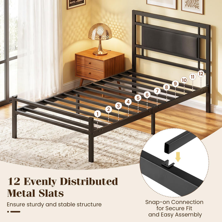 GIANTEX Twin Size Metal Bed Frame with Headboard &amp; Footboard
