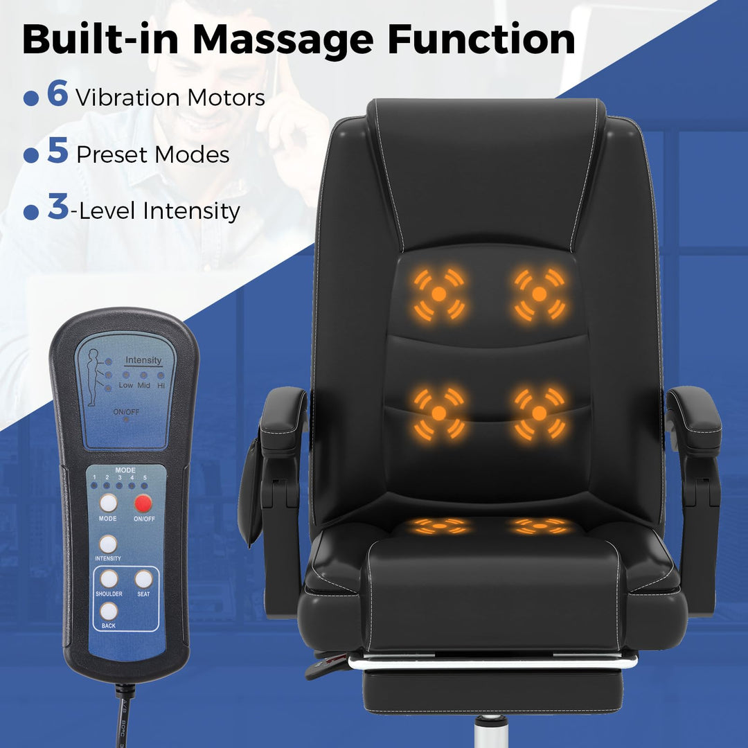 Giantex Massage Adjustable Executive Chair - 400 LBS Big and Tall Office Chair with Linkage Armrests