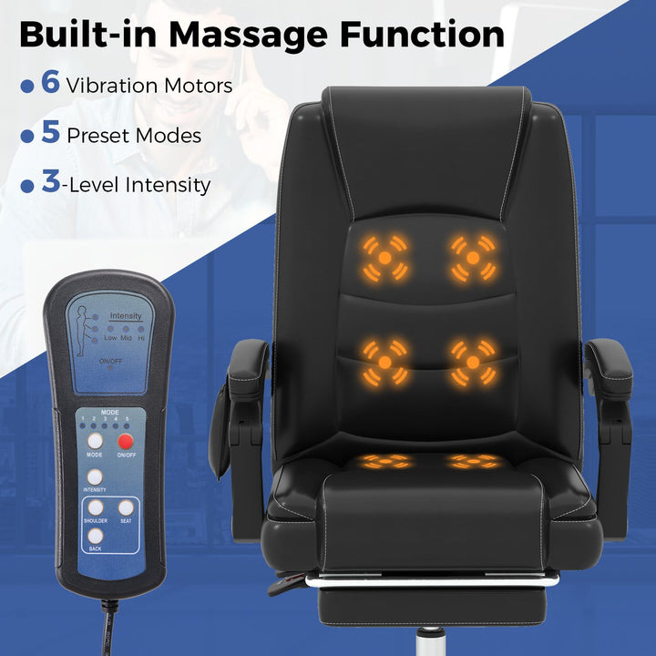 Giantex Massage Adjustable Executive Chair - 400 LBS Big and Tall Office Chair with Linkage Armrests