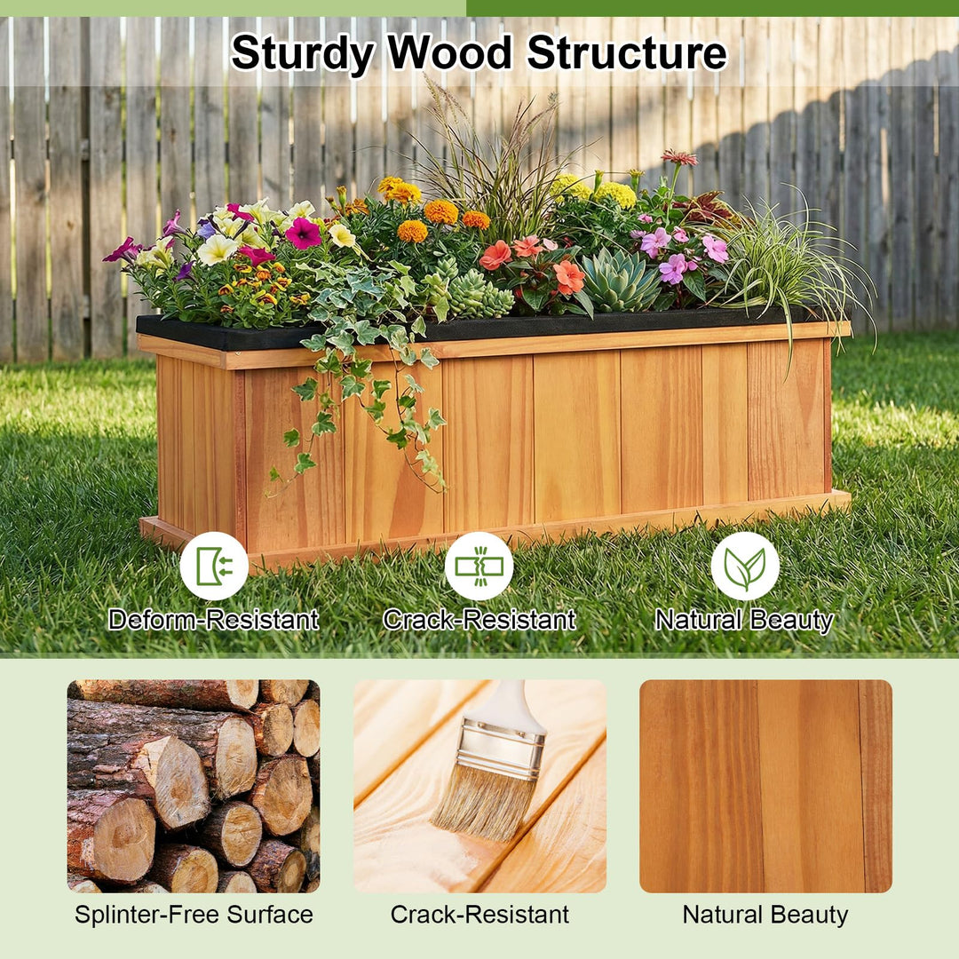 Giantex Outdoor Raised Garden Bed 28” x 10” x 10” Pine Wood Planter Box