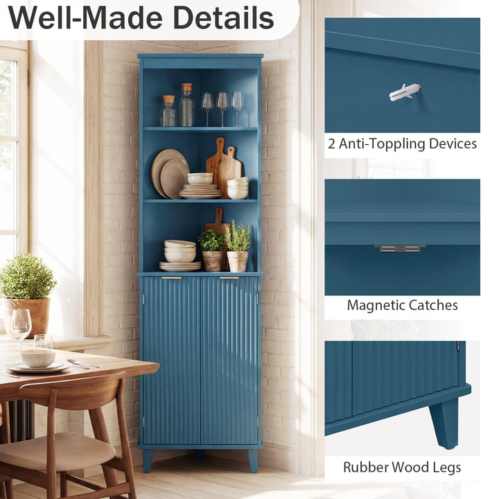Giantex 68" Tall Corner Modern Bathroom Floor Storage Cabinet,