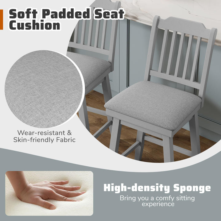 Giantex 25" Modern Bar Stools Set of 2/4 360° Swivel Counter Height Chairs
