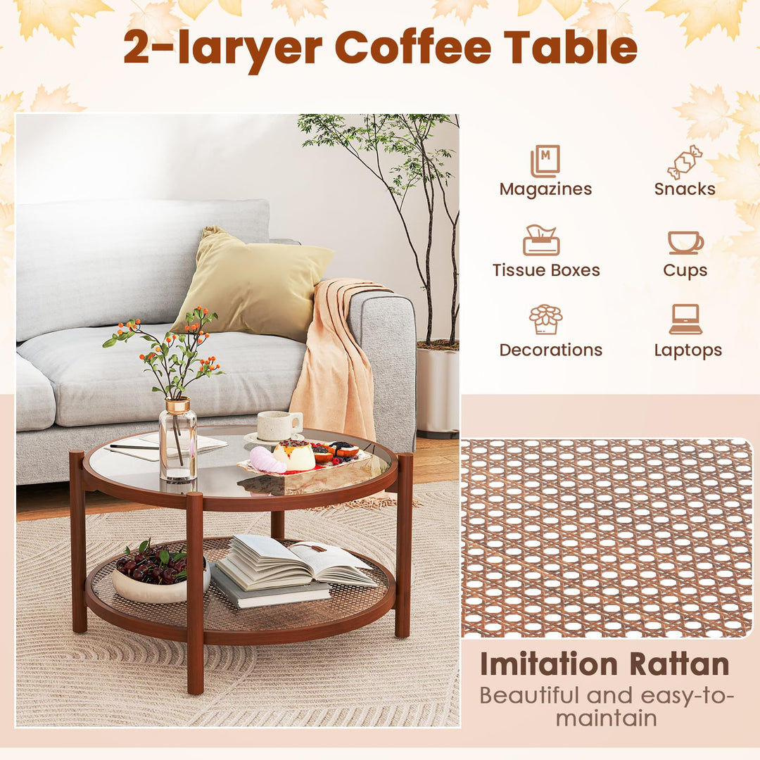 Giantex Rattan Coffee Table