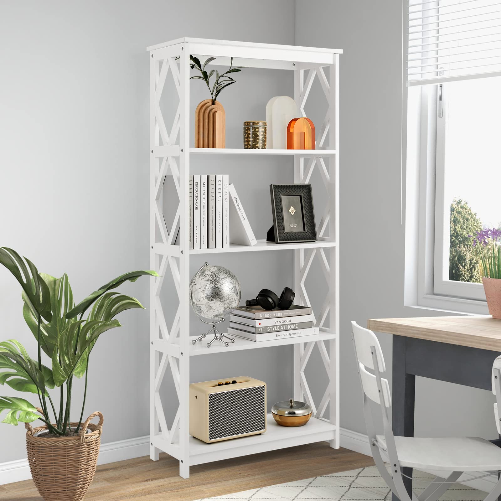 Giantex 5-Tier 61" Tall Wooden Bookshelf - Modern Freestanding Open Shelving Storage Display Shelf