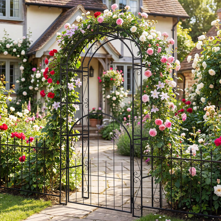 Giantex 84'' Garden Arbor with Gate for Backyard Lawn