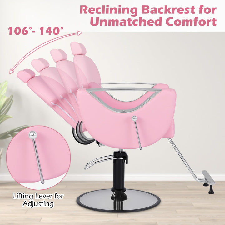 Giantex Reclining Barber Chair - Salon Chair for Hair Stylist, 360 Degrees Swivel