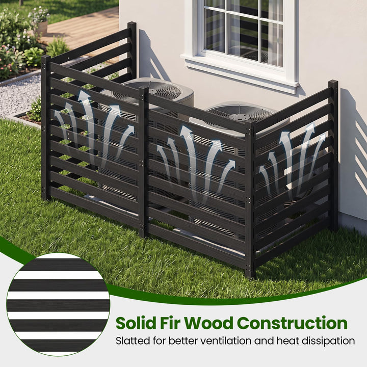 GIANTEX 42" No-Dig Slatted Outdoor Wood Privacy Screen (2/3/4)