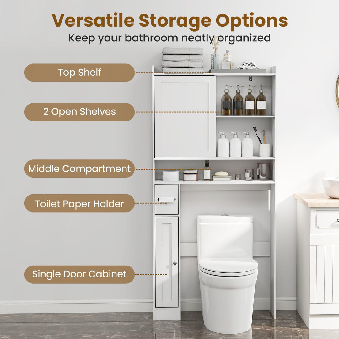 Giantex Over The Toilet Storage Cabinet Standing Toilet Rack with Sliding Door