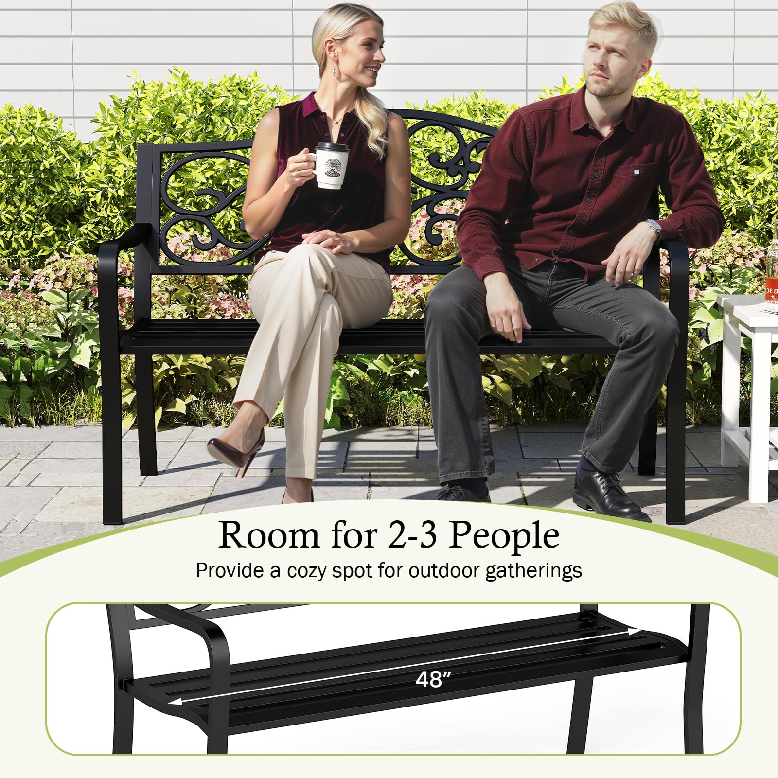 Giantex Outdoor Bench with Floral Pattern