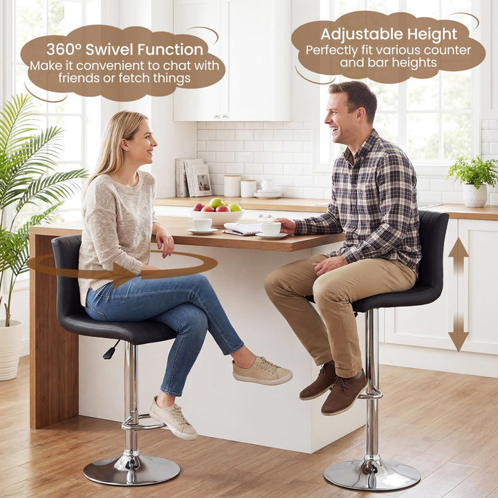 Giantex Modern Faux Leather Counter Height Barstools Set of 2/4 with Back and Footrest