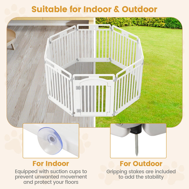 Giantex 8/16 Panel Dog Playpen 32'' Tall Plastic Pet Fence with Lockable Door