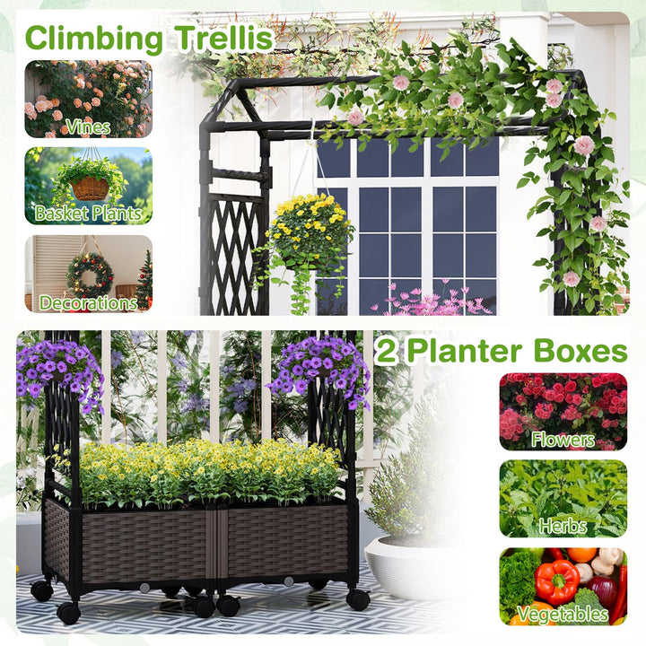 Giantex 5FT Self-Watering Tall Raised Garden Bed w/Wheels