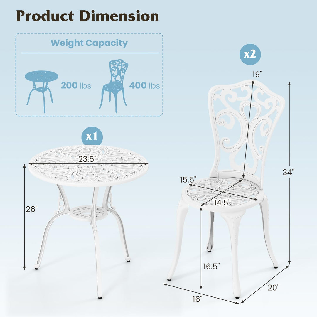 Giantex 3 Piece Bistro Set for Balcony Backyard Garden Poolside