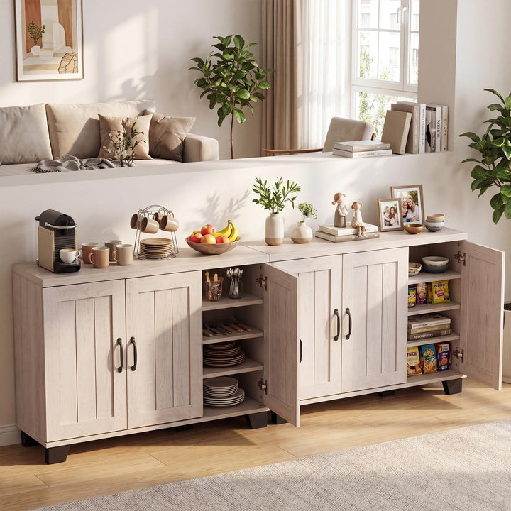 Giantex Sideboard Buffet Cabinet | 45" Farmhouse Coffee Bar Cabinet with 3 Doors &amp; Adjustable Shelves