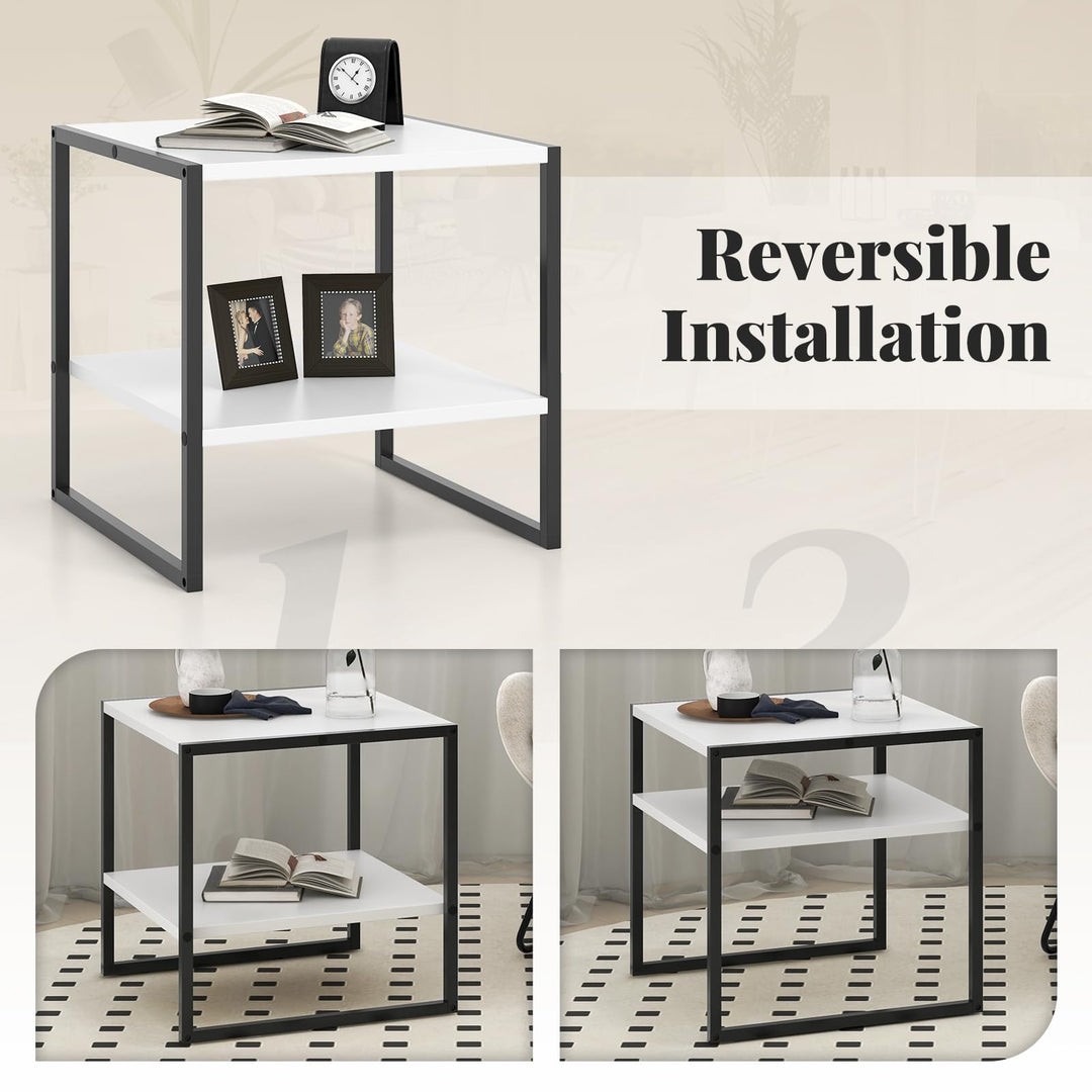 Giantex 20 Inch End Table, Modern Square Side Table with Storage Shelf, Small Coffee Table for Living Room